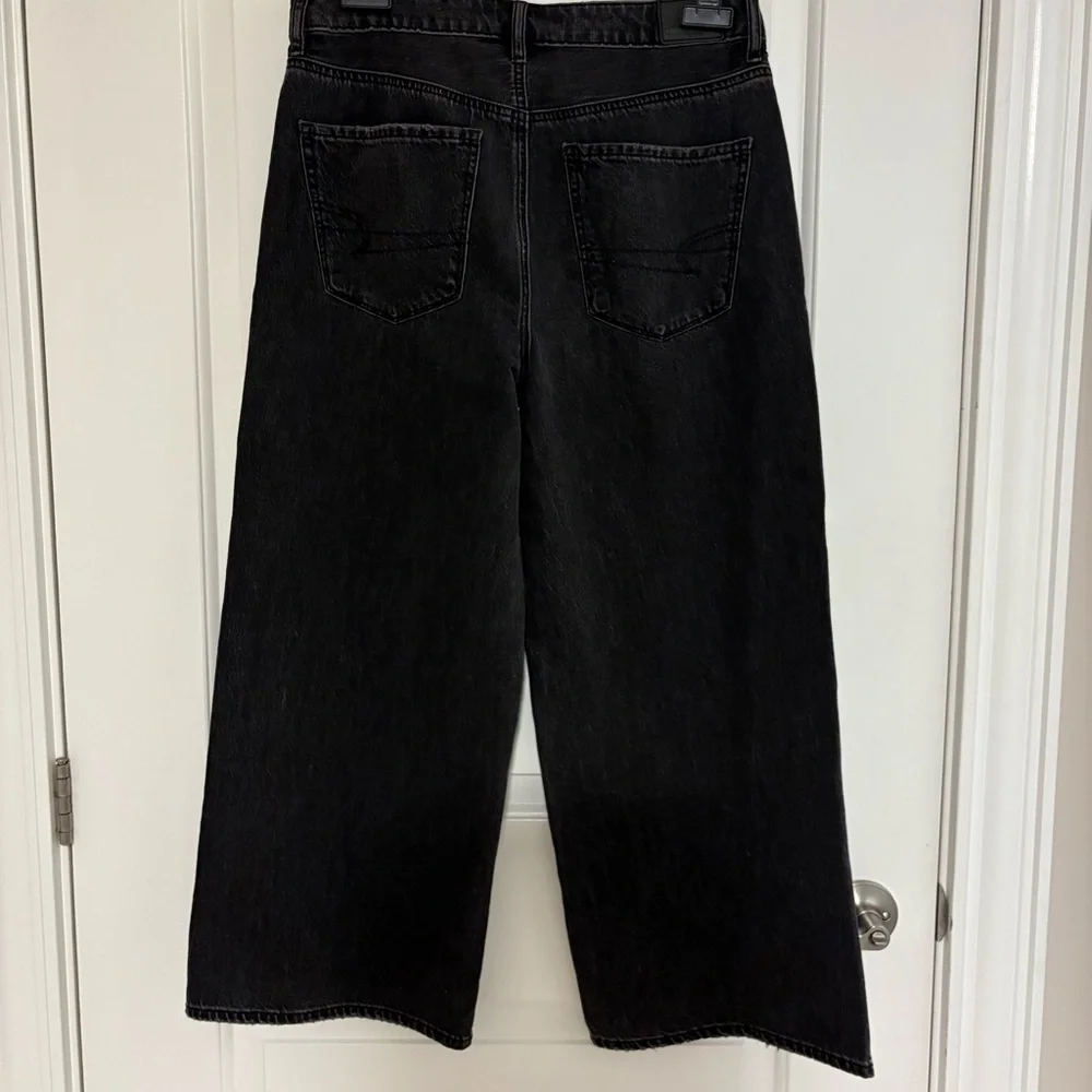 American Eagle Wide Leg Crop Black Jeans - Picture 2 of 6